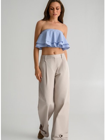 wide leg παντελόνι με πιέτες (sand)