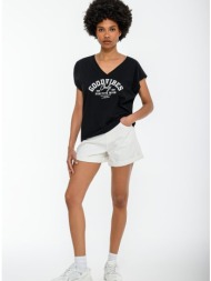 t-shirt με τύπωμα και v λαιμόκοψη (black)