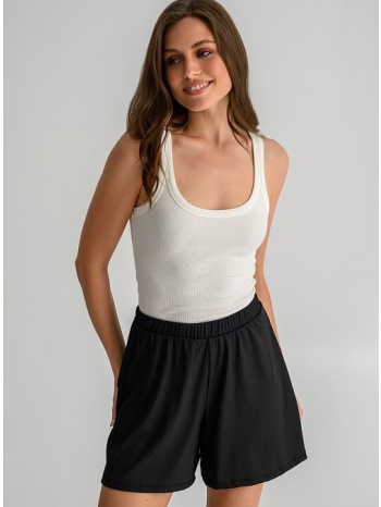 ψηλόμεσο σορτς με λάστιχο στη μέση (black)