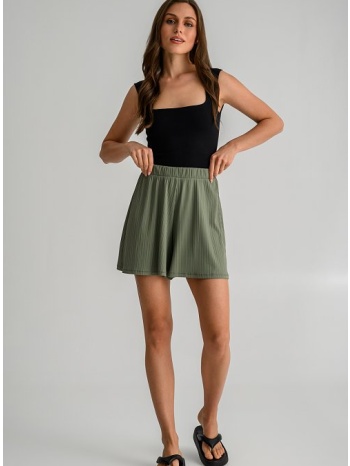 ψηλόμεσο σορτς με λάστιχο στη μέση (khaki)