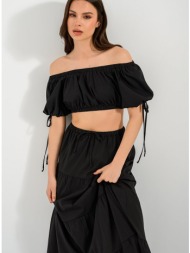 off shoulder κροπ τοπ ποπλίνα (black)