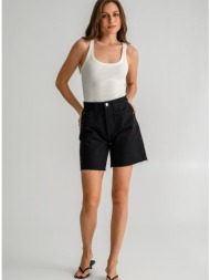 ντένιμ βερμούδα με ξέφτια (black)