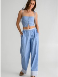 ριγέ wide leg παντελόνι ποπλίνα (ciel.offwht)