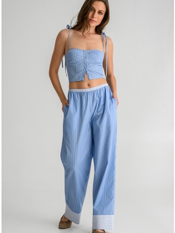 ριγέ wide leg παντελόνι ποπλίνα (ciel.offwht)