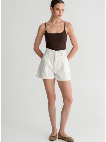 ντένιμ σορτς με κάθετες ραφές (white) σε προσφορά