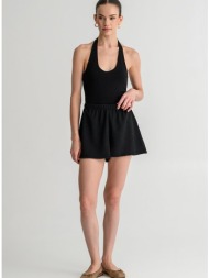 γκοφρέ σορτς με λάστιχο στη μέση (black)