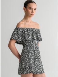 strapless γκοφρέ φλοράλ ολόσωμη φόρμα σορτς (multi)