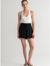 γκοφρέ σορτς με λάστιχο στη μέση (black)
