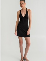 μίνι halter φόρεμα με σούρες (black)