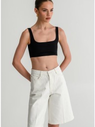 λύκρα κροπ τοπ με φαρδιές τιράντες (black)