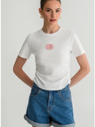 μεσάτο t-shirt με σχέδιο κοχύλι και σούρες (white)