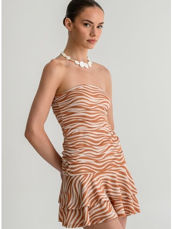 μίνι strapless φόρεμα με zebra print (multi)