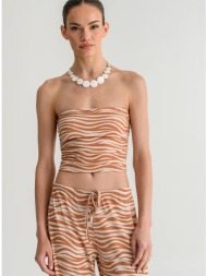 strapless κροπ τοπ με zebra print (multi)