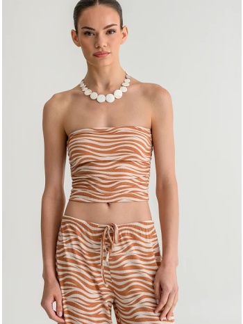 strapless κροπ τοπ με zebra print (multi)