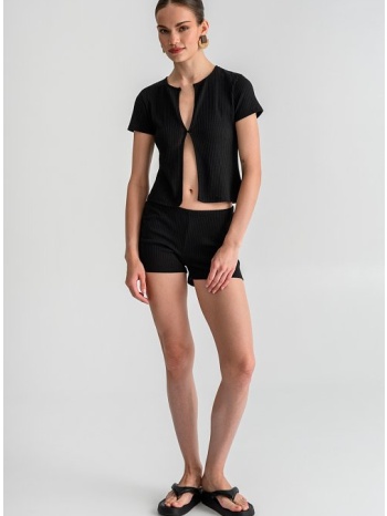 τοπ με v λαιμόκοψη και άνοιγμα μπροστά (black)