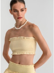 strapless κροπ τοπ με σφηκοφωλιά (l.yellow)