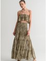 maxi φούστα με snake print και βολάν (multi)