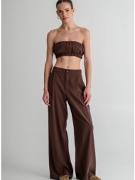 wide leg παντελόνι με πιέτες (brown)