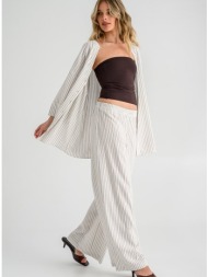 wide leg παντελόνα με ρίγες και λάστιχο (offwht.earth)