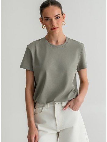 basic t-shirt με στρογγυλή λαιμόκοψη (grey)
