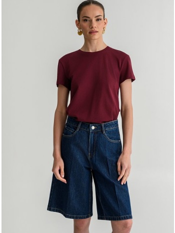 basic t-shirt με στρογγυλή λαιμόκοψη (berry)