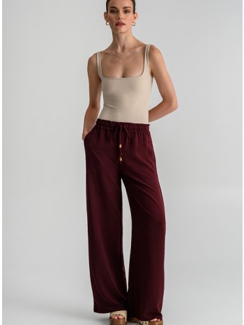 wide leg παντελόνα με κορδόνι με χάντρες (berry)