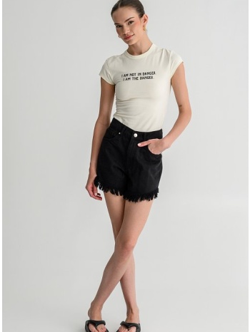 ντένιμ σορτς με ξέφτια (black)