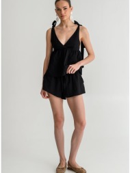 μίνι ρουστίκ σορτς με λάστιχο (black)
