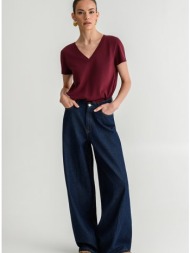 basic t-shirt με v λαιμόκοψη (berry)
