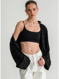 λύκρα κροπ τοπ με τιράντες (black)