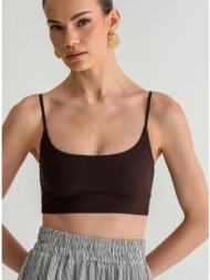 λύκρα κροπ τοπ με τιράντες (dark.brown)
