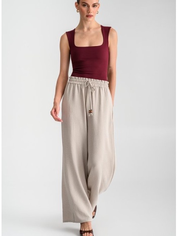 wide leg παντελόνα με κορδόνι με χάντρες (sand)