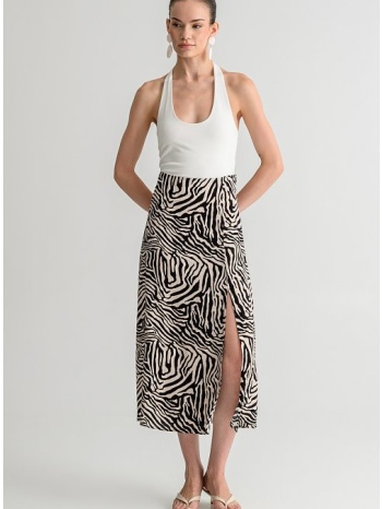 midi φούστα με zebra print και σκίσιμο μπροστά (multi)