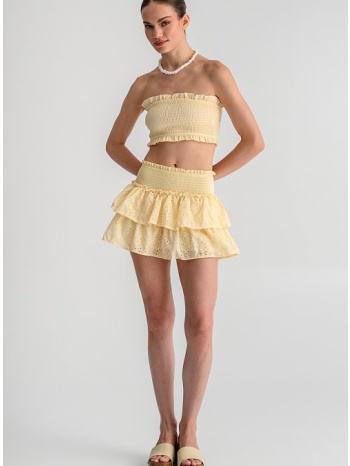 broderie παντελονόφουστα με βολάν (l.yellow)