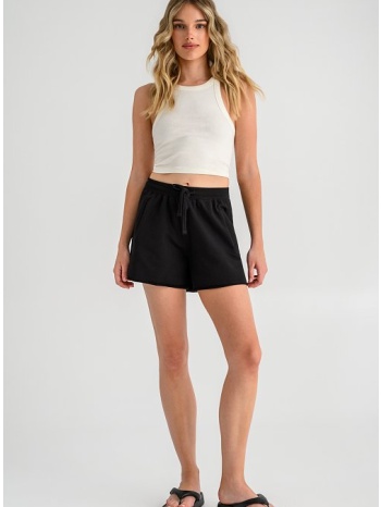 φούτερ σορτς με λάστιχο στη μέση (black)