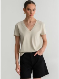 basic t-shirt με v λαιμόκοψη (stone)