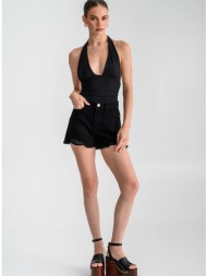 ντένιμ σορτς με ξέφτια (black)
