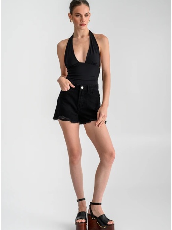 ντένιμ σορτς με ξέφτια (black)