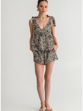 μίνι ρουστίκ σορτς με λάστιχο και zebra print (multi)