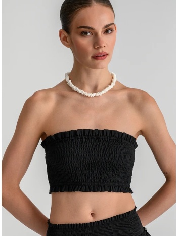 strapless κροπ τοπ με σφηκοφωλιά (black)