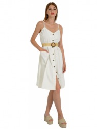 μίνι ντένιμ φόρεμα με κουμπιά (white)
