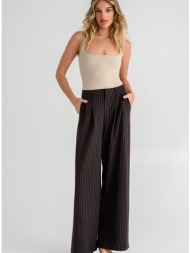 ριγέ wide leg παντελόνι με πιέτες (multi)