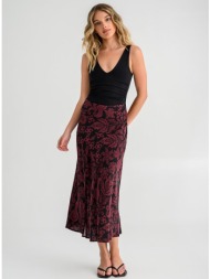 midi φούστα με print και σκίσιμο (multi)