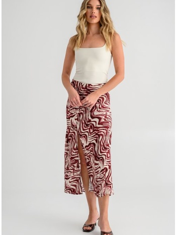 midi φούστα με zebra print και σκίσιμο (multi)