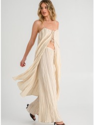 ριχτή wide leg παντελόνα με λάστιχο (sand)