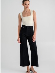 ψηλόμεση ντένιμ κιλότ με ραφές (black)