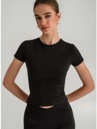 λύκρα εφαρμοστό τοπ με κοντά μανίκια (black)