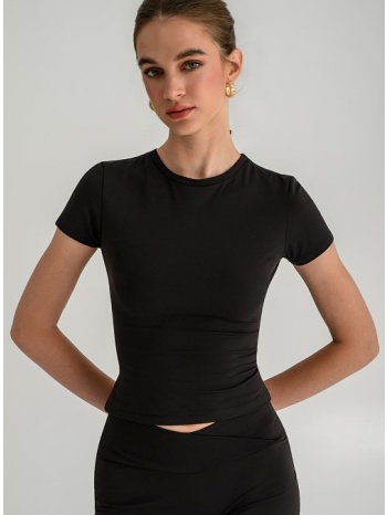 λύκρα εφαρμοστό τοπ με κοντά μανίκια (black)
