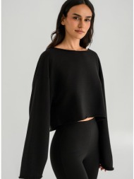 μακρυμάνικο κροπ φούτερ (black)