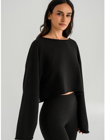 μακρυμάνικο κροπ φούτερ (black)